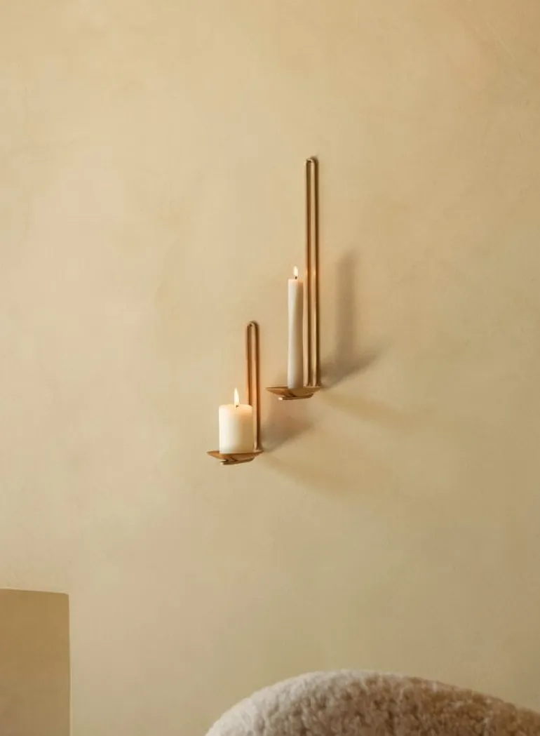 Audo Copenhagen Clip wall candle holder, 34 cm, brass