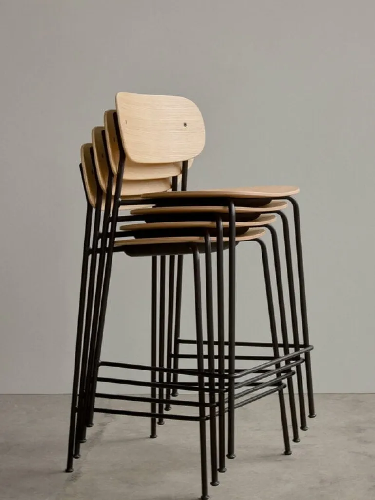 Audo Copenhagen Co bar chair 75,5 cm, black steel - oak