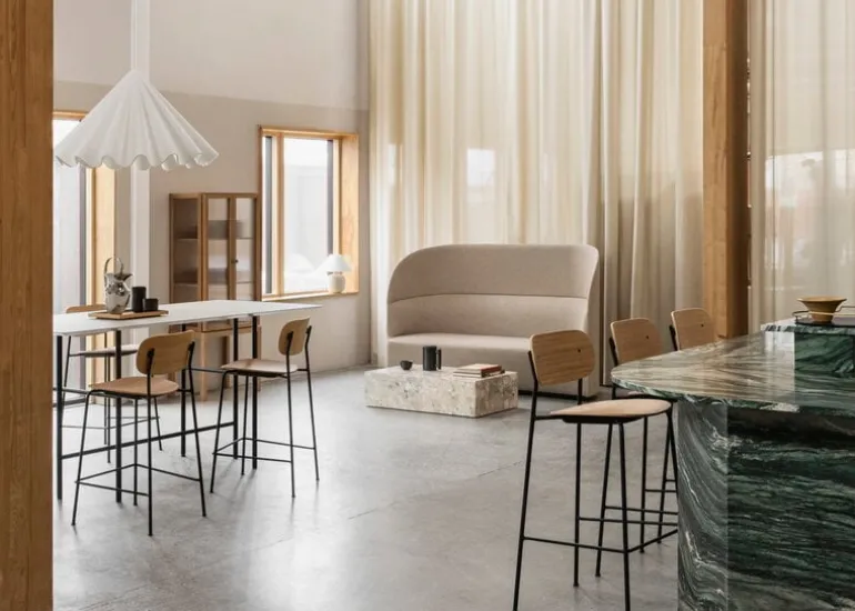 Audo Copenhagen Co bar chair 75,5 cm, black steel - oak