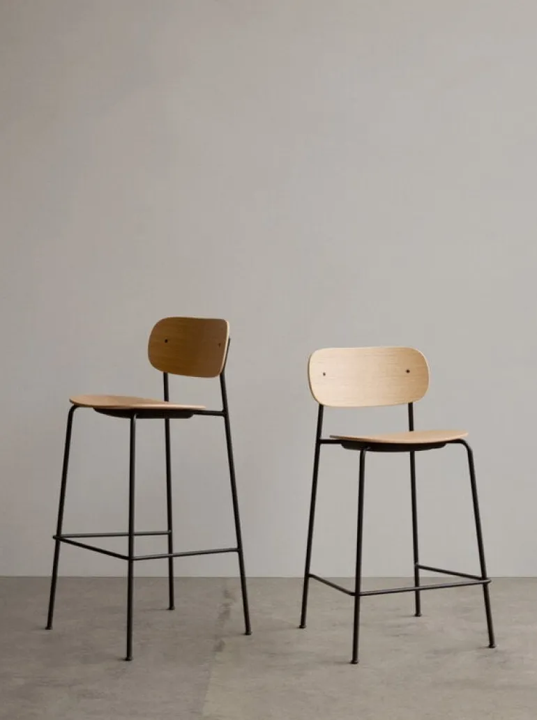 Audo Copenhagen Co bar chair 75,5 cm, black steel - oak