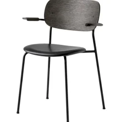 Audo Copenhagen Co Chair with armrests, black oak - black leather