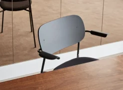 Audo Copenhagen Co Chair with armrests, black oak - black leather