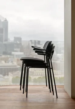 Audo Copenhagen Co Chair with armrests, black oak - black leather