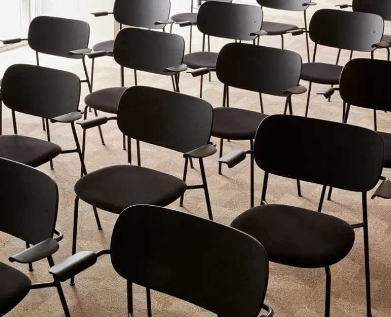 Audo Copenhagen Co Chair with armrests, black oak - black leather