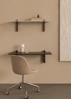 Audo Copenhagen Corbel shelf, large, dark stained oak - Carrara marble