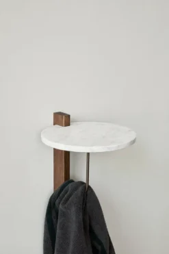 Audo Copenhagen Corbel shelf, dark stained oak - Carrara marble