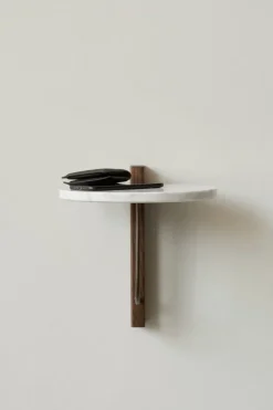 Audo Copenhagen Corbel shelf, dark stained oak - Carrara marble