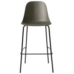 Audo Copenhagen Harbour bar side chair 75 cm, olive - black steel