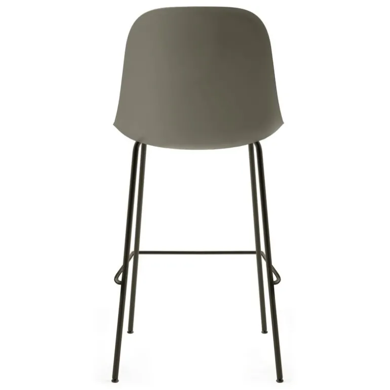 Audo Copenhagen Harbour bar side chair 75 cm, olive - black steel