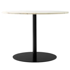 Audo Copenhagen Harbour Column dining table, 105 cm, black base - Estremoz marbl