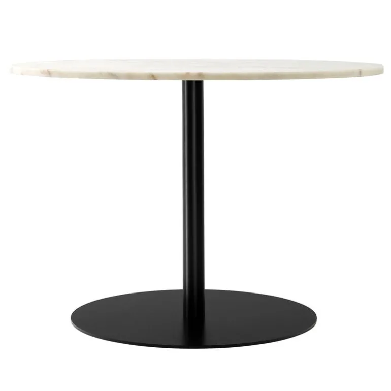 Audo Copenhagen Harbour Column dining table, 105 cm, black base - Estremoz marbl