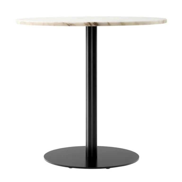 Audo Copenhagen Harbour Column dining table, 80 cm, black base - Estremoz marble