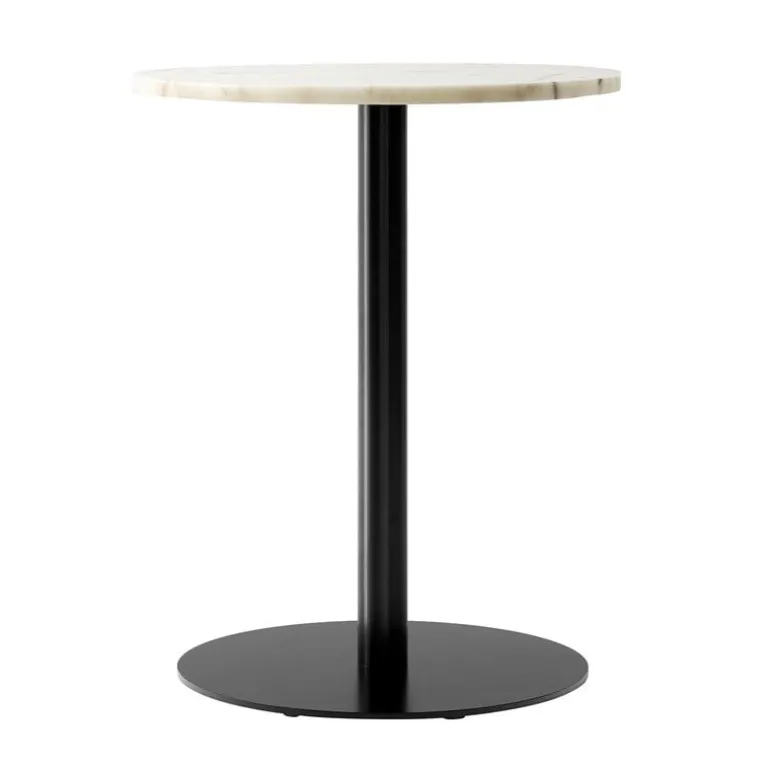 Audo Copenhagen Harbour Column dining table, 60 cm, black base - Estremoz marble