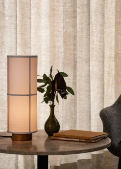 Audo Copenhagen Harbour Column dining table, 60 cm, black base - Estremoz marble