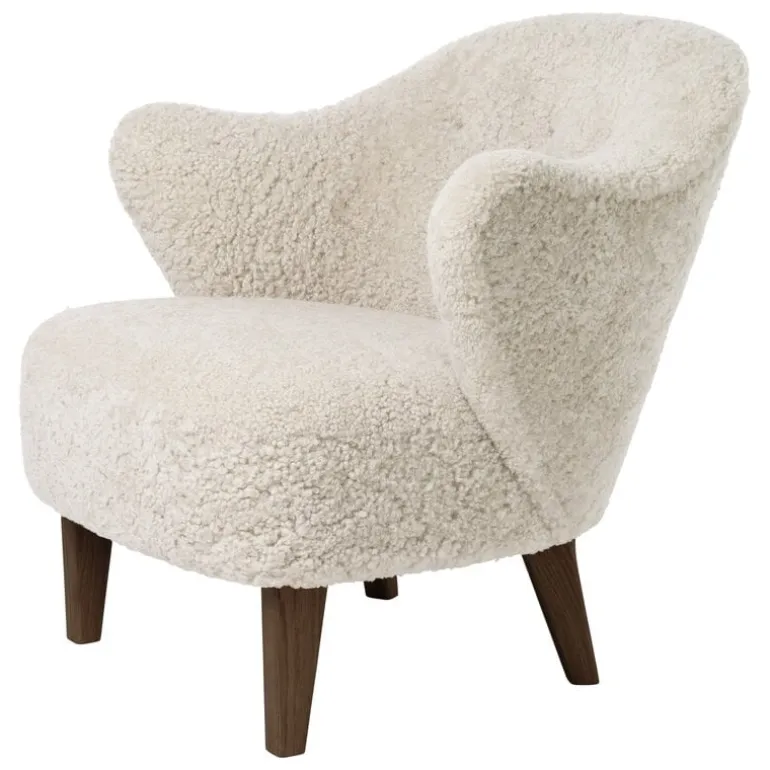 Audo Copenhagen Ingeborg lounge chair, Moonlight sheepskin - smoked oak