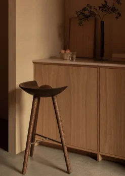 Audo Copenhagen ML42 bar stool, 77 cm, brown oiled oak - steel