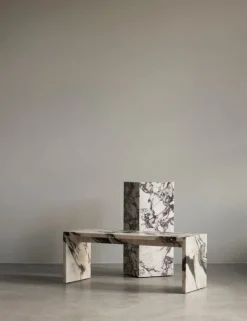 Audo Copenhagen Plinth Bridge table, Calacatta Viola marble