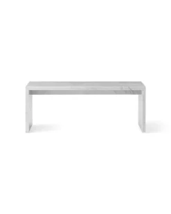 Audo Copenhagen Plinth Bridge table, white Carrara marble