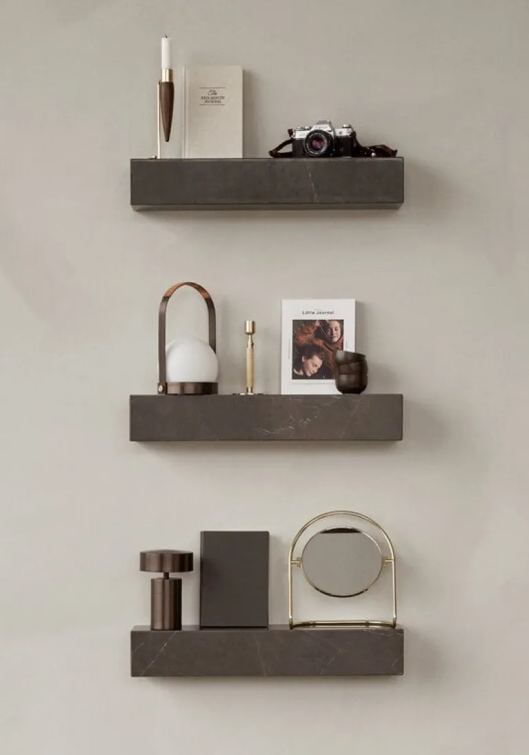 Audo Copenhagen Plinth shelf, grey Kendzo marble