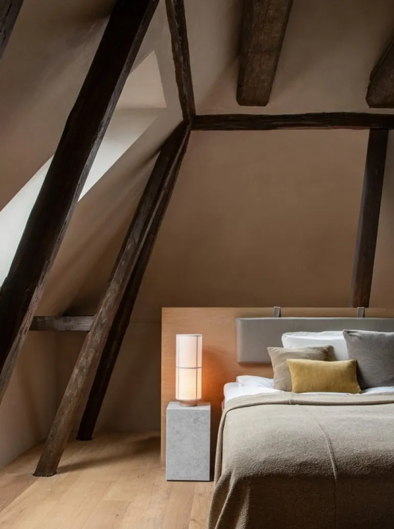 Audo Copenhagen Plinth table, high, white Carrara marble