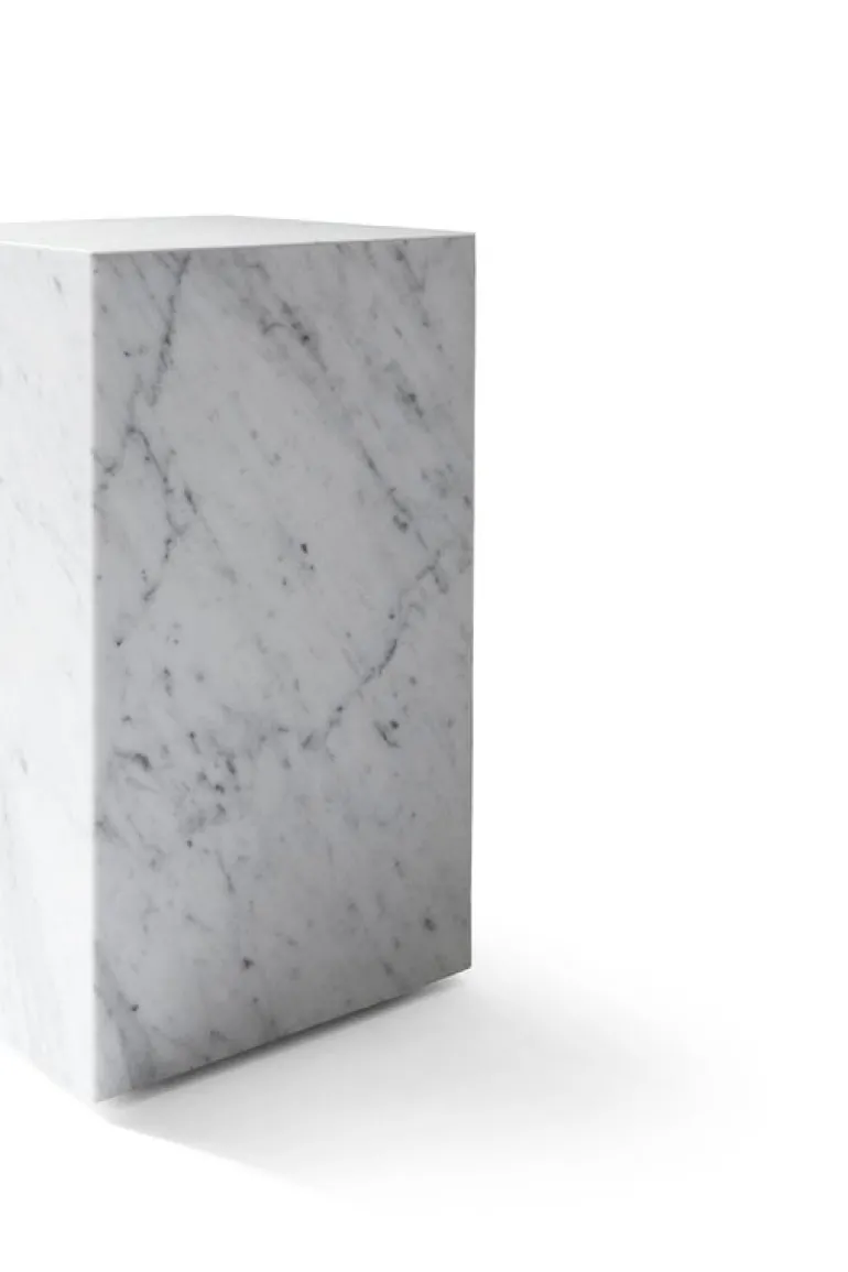 Audo Copenhagen Plinth table, high, white Carrara marble