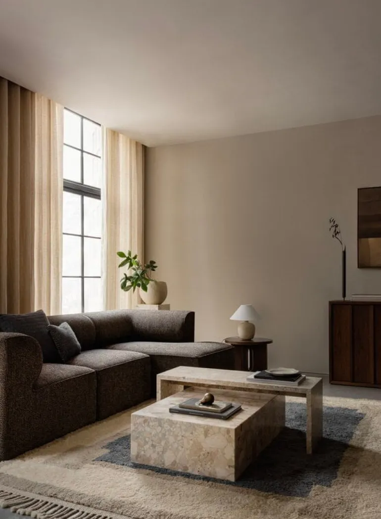 Audo Copenhagen Plinth table, low, Kunis Breccia marble