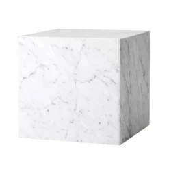 Audo Copenhagen Plinth table, cube, white Carrara Marble