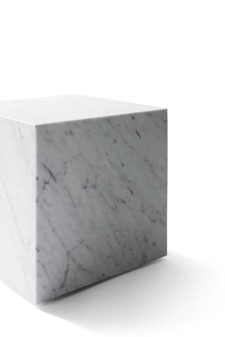 Audo Copenhagen Plinth table, cube, white Carrara Marble