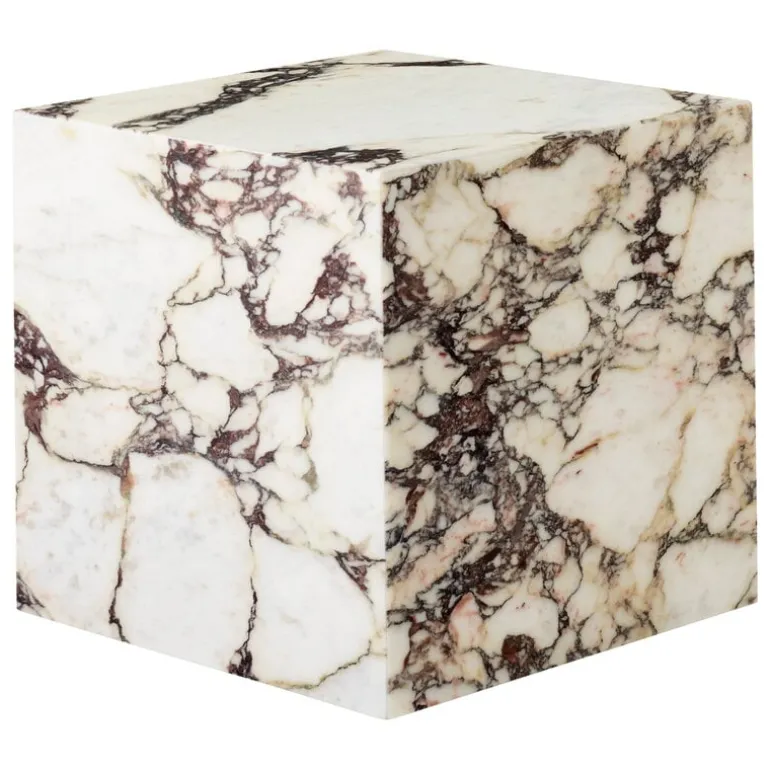 Audo Copenhagen Plinth table, cube, Calacatta Viola marble