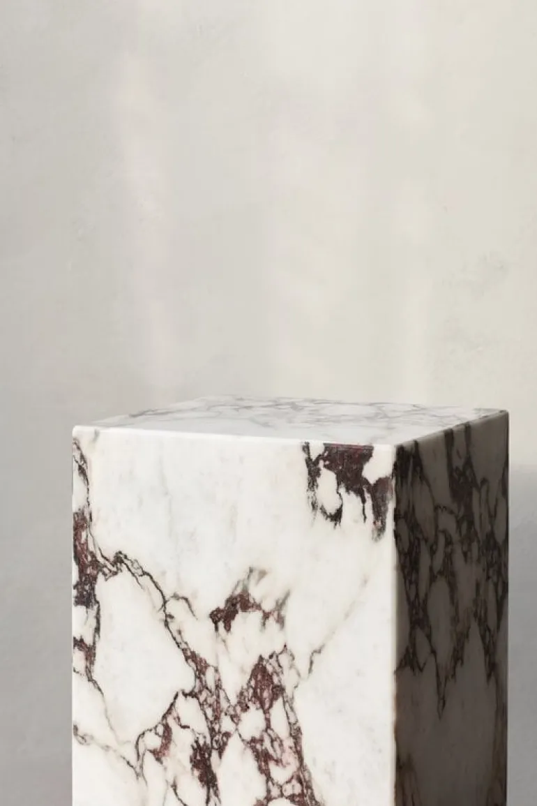 Audo Copenhagen Plinth table, cube, Calacatta Viola marble