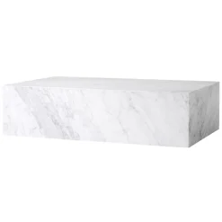 Audo Copenhagen Plinth table, low, white Carrara marble