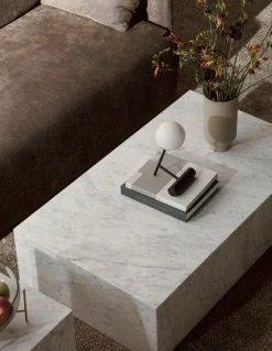 Audo Copenhagen Plinth table, low, white Carrara marble