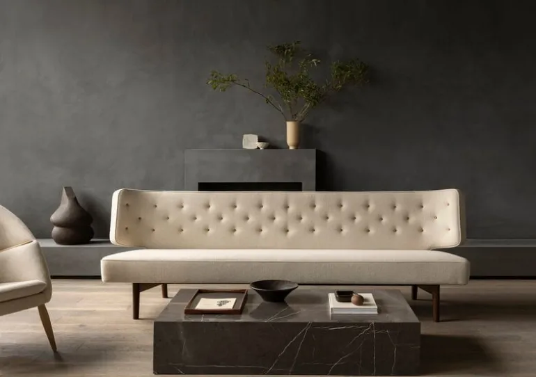 Audo Copenhagen Plinth table, low, black Marquina marble