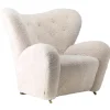 Audo Copenhagen The Tired Man armchair, Moonlight sheepskin