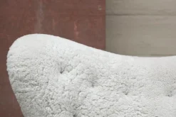 Audo Copenhagen The Tired Man armchair, Moonlight sheepskin