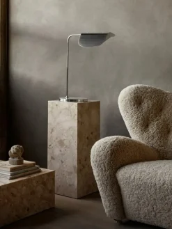 Audo Copenhagen The Tired Man armchair, Moonlight sheepskin