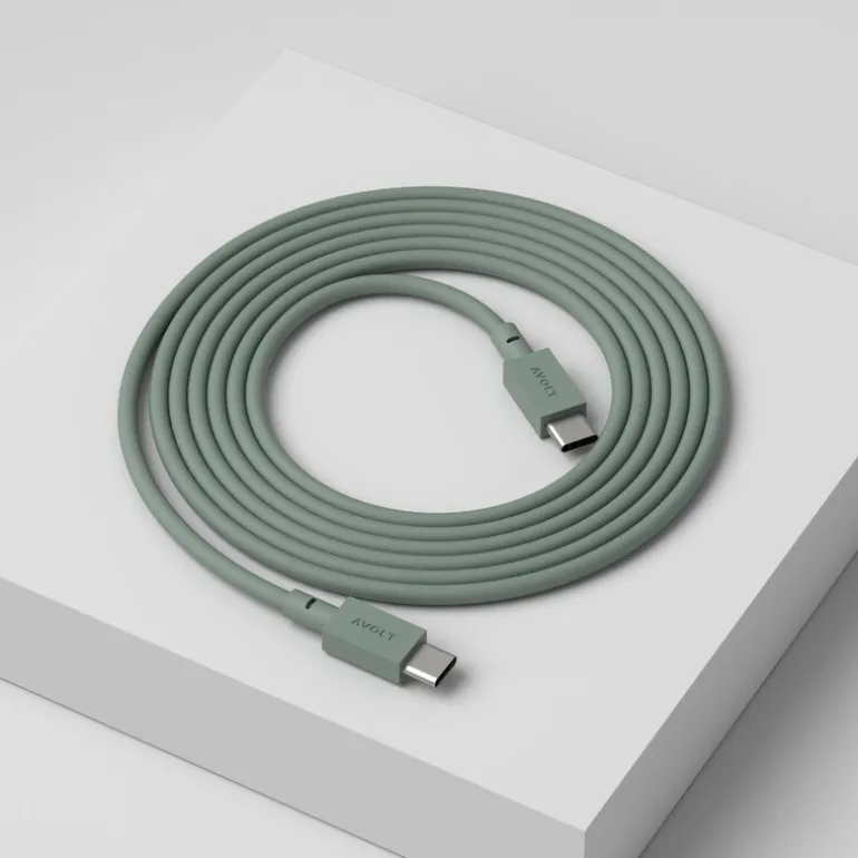 Avolt Cable 1 USB-C to USB-C charging cable, 2 m, oak green