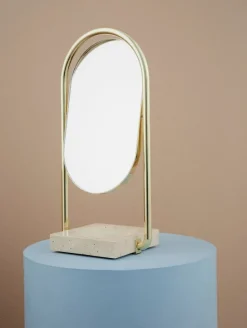 AYTM Angui table mirror, travertine - gold