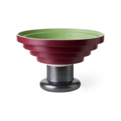 Bitossi Alzata centrepiece, 25 cm, burgundy - green - oxidized copper