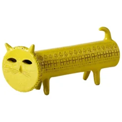 Bitossi Cat figure, 17 x 37 cm, yellow
