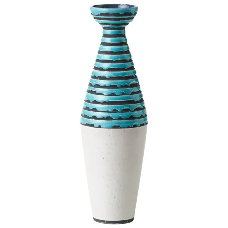 Bitossi Don.1 vase, 9 x 36 cm, white - turquoise