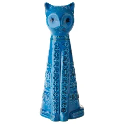 Bitossi High cat figure, Rimini blue