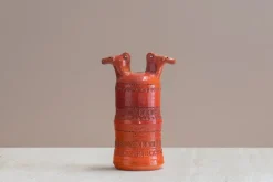 Bitossi Horse heads vase, 36 cm, Venice red