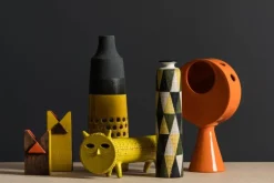 Bitossi Lava vase, 47 cm, lava black - mustard