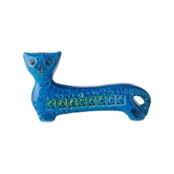 Bitossi Long cat figure, Rimini blue