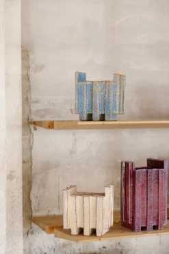 Bitossi Merlate vase, 30 x 18 x 30 cm, light blue - orange