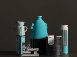 Bitossi Vase, 39 cm, turquoise - black