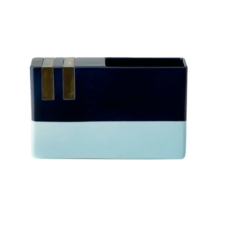 Bitossi Vase, rectangular, 22,5 x 35 cm, light blue - blue