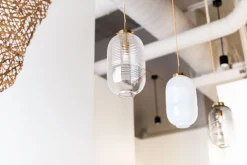 Bomma Lantern pendant, clear - patina gold