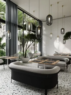 Bomma Lantern pendant, clear - patina gold